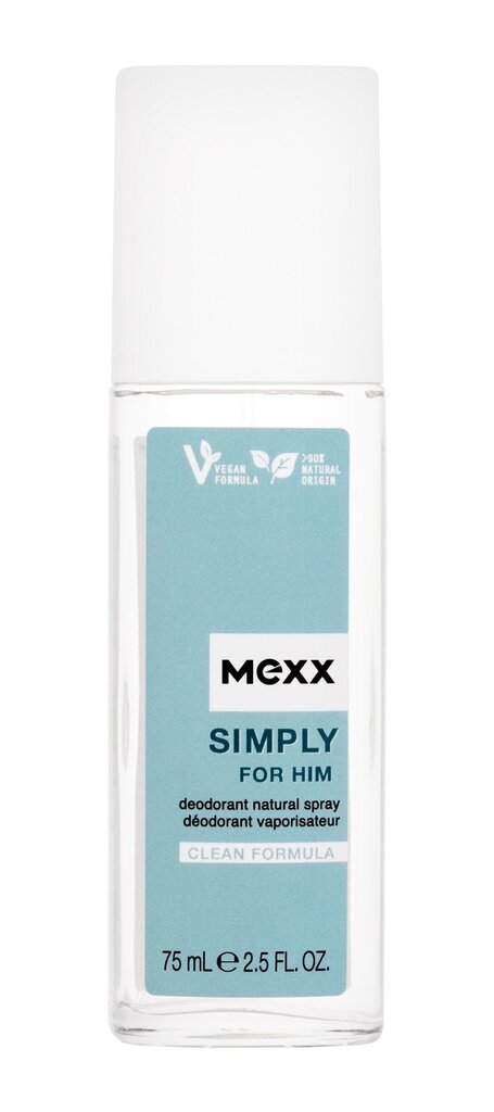 Dezodorantas vyrams Mexx Simply for Him, 75 ml kaina ir informacija | Parfumuota kosmetika vyrams | pigu.lt
