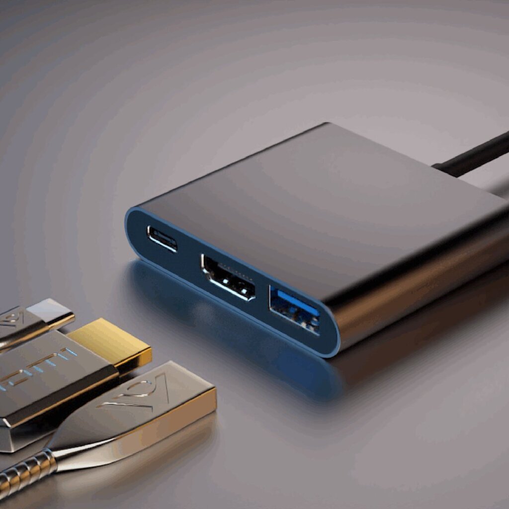 4smarts Multimedia adapteris USB-C to USB / HDMI / USB-C kaina ir informacija | Adapteriai, USB šakotuvai | pigu.lt