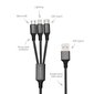 4smarts 3in1, Micro-USB/USB-C/Lightning, 1 m kaina ir informacija | Kabeliai ir laidai | pigu.lt