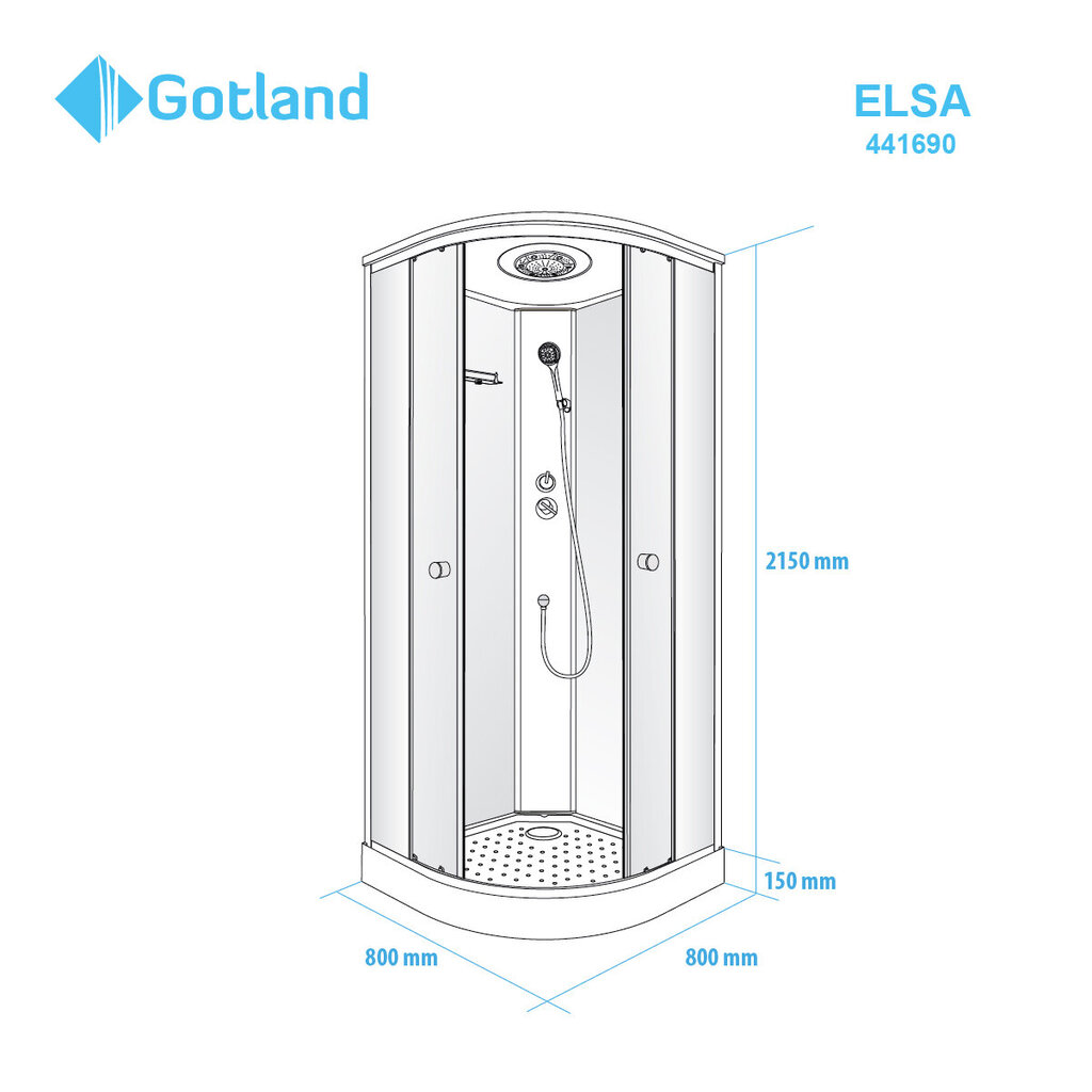Uždara dušo kabina GOTLAND ELSA 80x80x215cm kaina ir informacija | Dušo kabinos | pigu.lt