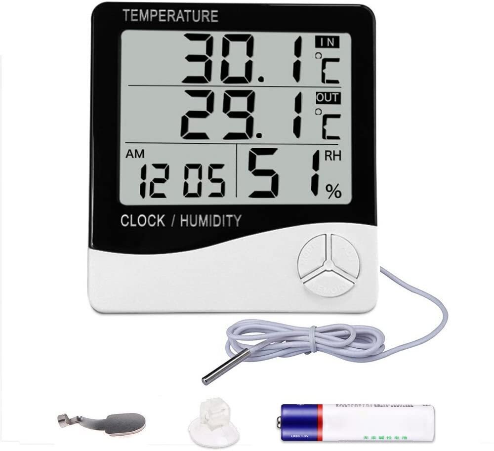 Skaitmeninis termometras - higrometras, žadintuvas kaina ir informacija | Meteorologinės stotelės, termometrai | pigu.lt
