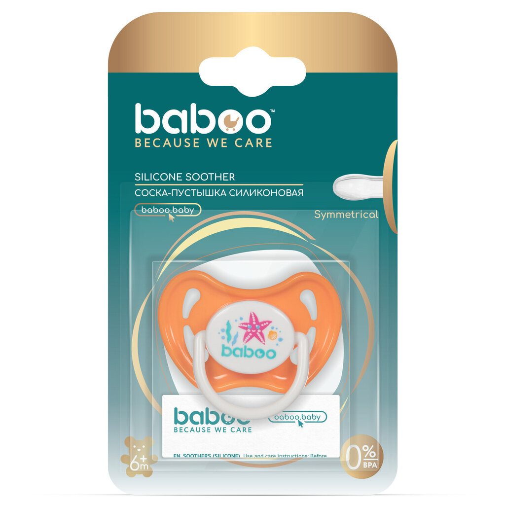 Baboo silikoninis simetrinis čiulptukas, 6+ mėn, Sealife цена и информация | Čiulptukai | pigu.lt