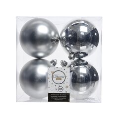Елочные шары 022166, 4 шт., 10 см, серебристые цена и информация | Ёлочные игрушки, верхушки | pigu.lt
