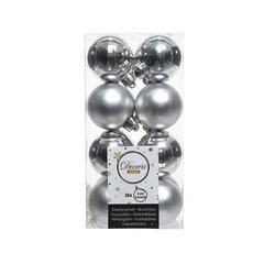 Елочные шары 021776, 16 шт., 4 см, серебристые цена и информация | Ёлочные игрушки, верхушки | pigu.lt