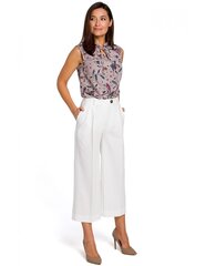 Kelnės moterims Style Cullotes S139, baltos цена и информация | Женские брюки | pigu.lt
