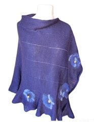 Элегантная шерстяная накидка с декоративными валяными голубыми цветами мака цена и информация | Свитера женские | pigu.lt