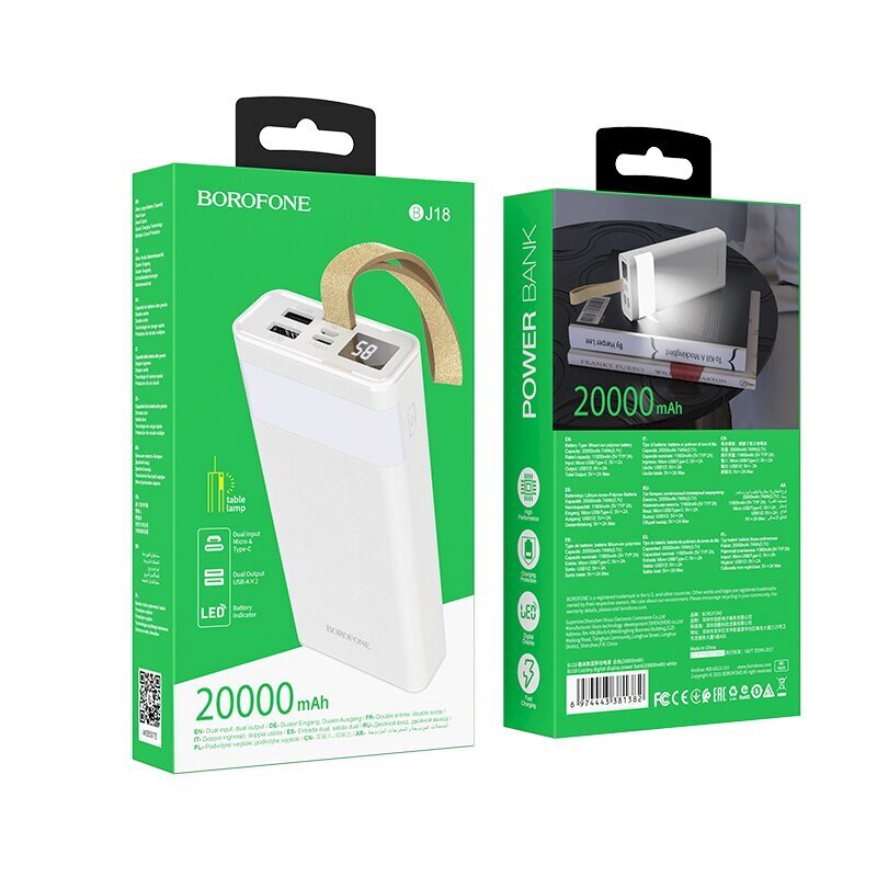 Atsarginis maitinimo šaltinis Borofone BJ18 Coolmy 20000 mAh / 2 x USB kaina ir informacija | Atsarginiai maitinimo šaltiniai (power bank) | pigu.lt