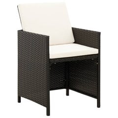 vidaXL Kėdžių ir taburečių komplektas, 4 dalių, juodas, poliratanas kaina ir informacija | Lauko kėdės, foteliai, pufai | pigu.lt