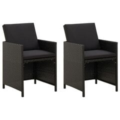 Sodo kėdės su pagalvėlėmis, 2 vnt., juodos, poliratanas kaina ir informacija | Lauko kėdės, foteliai, pufai | pigu.lt