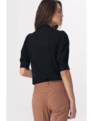Блузка женская B107 с завязками на декольте, черная цена и информация | Женские блузки, рубашки | pigu.lt