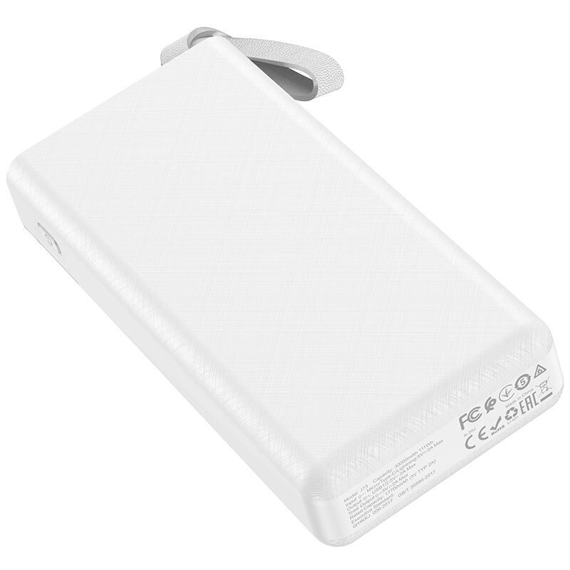 Power Bank / Nešiojama išorinė baterija 30000mAh su LED lempa ir LED ekranu, HOCO Li-Pol J73 | 2USB / Type-C/Lightning, 2A | Baltas цена и информация | Atsarginiai maitinimo šaltiniai (power bank) | pigu.lt