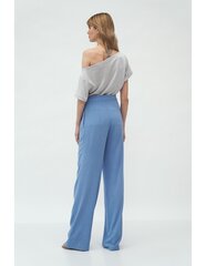 Синие брюки со складками палаццо цена и информация | Женские брюки | pigu.lt