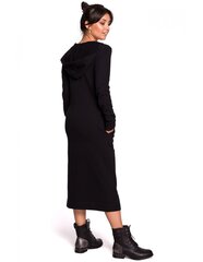 Макси-платье с капюшоном B128, черное цена и информация | Платья | pigu.lt