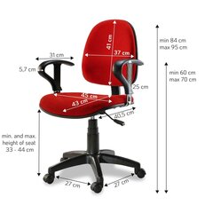 Biuro kėdė Techly, pasukama, reguliuojamas aukštis, raudona kaina ir informacija | Biuro kėdės | pigu.lt
