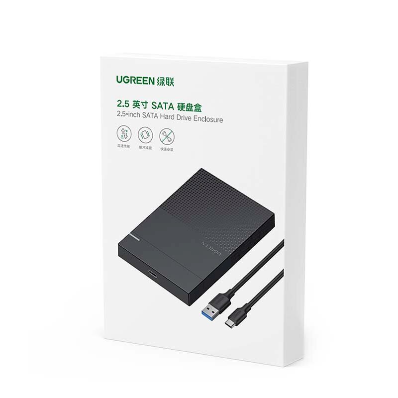2.5" External HDD/SSD enclosure UGREEN CM471, USB-A 3.2 Gen 1 5Gbps (Black) kaina ir informacija | Adapteriai, USB šakotuvai | pigu.lt