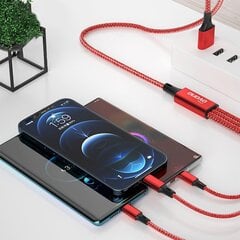 Dudao cable, USB 3in1 cable - USB Type C, micro USB, Lightning 6A - black (TGL2) цена и информация | Кабели для телефонов | pigu.lt