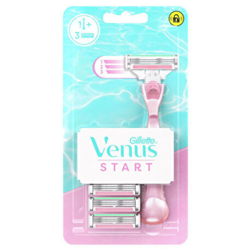 Rinkinys Venus: skustuvas Gillette Venus Start Shaving + skutimosi galvutės, 3 vnt. цена и информация | Skutimosi priemonės ir kosmetika | pigu.lt