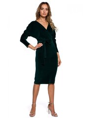 Велюровое платье с верхом-конвертом и поясом M561, черное цена и информация | Платья | pigu.lt
