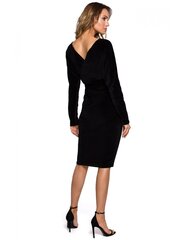 Велюровое платье с верхом-конвертом и поясом M561, черное цена и информация | Платья | pigu.lt