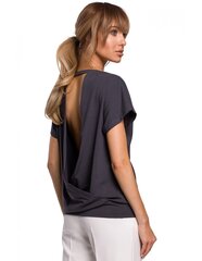 Блузка с короткими рукавами и складкой сзади M498, черная цена и информация | Женские блузки, рубашки | pigu.lt