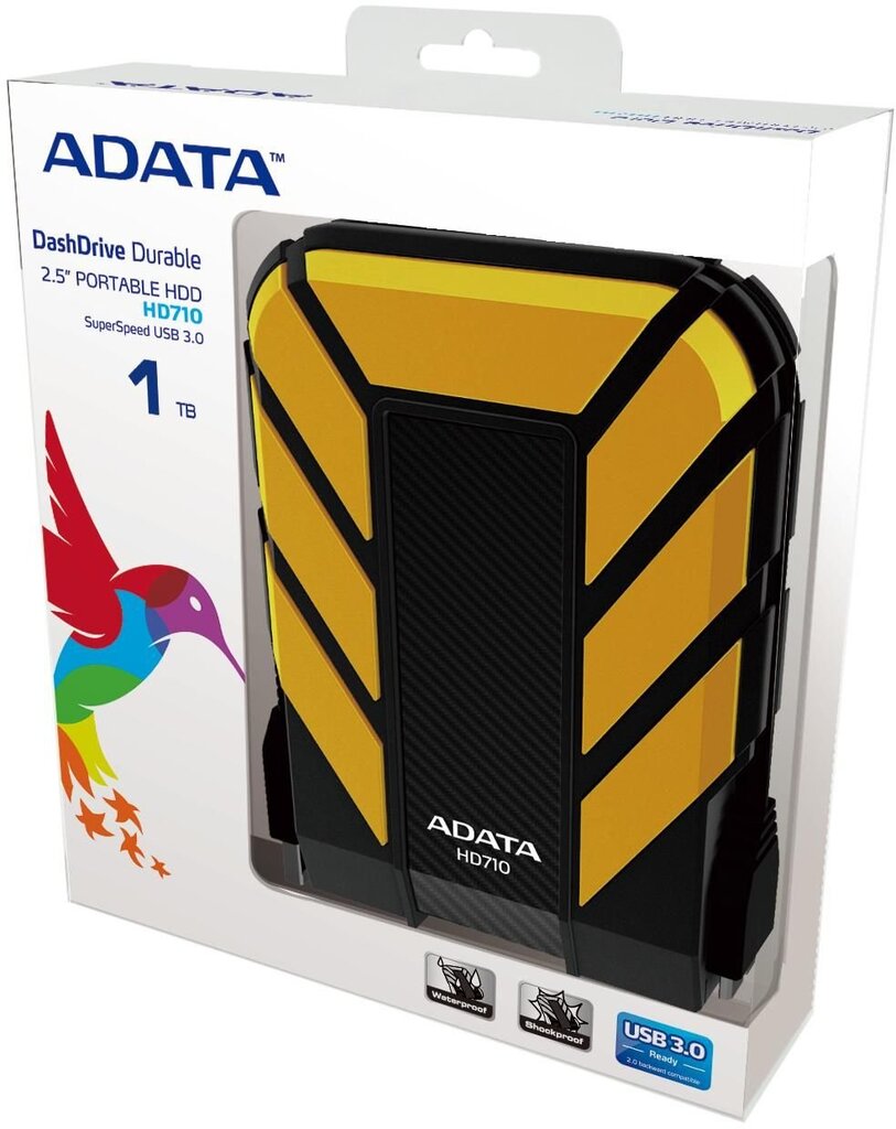 A-Data HD710 2.5'' 1TB, USB 3.0, Geltona цена и информация | Išoriniai kietieji diskai (SSD, HDD) | pigu.lt