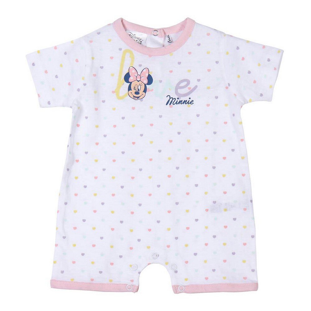 Romper kostiumėlis kūdikiams trumpomis rankovėmis Minnie Mouse Balta цена и информация | Smėlinukai, siaustinukai | pigu.lt