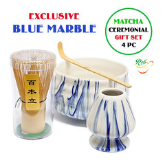 Blue Marble - Matcha Rinkinys BMK4. Matcha dubuo + Whisks (Bambukinė šluotelė) + Spoon (šaukštelis) + Stand (šluotos laikiklis) kaina ir informacija | Virtuvės įrankiai | pigu.lt