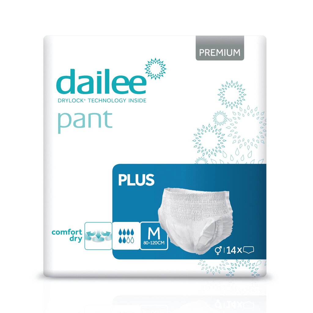 Sauskelnės suaugusiems Dailee Pant Premium Plus M, 14 vnt. kaina ir informacija | Sauskelnės, įklotai, paklotai suaugusiems | pigu.lt