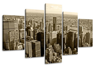 5 dalių paveikslas - New York Skyline 160x80 kaina ir informacija | Reprodukcijos, paveikslai | pigu.lt