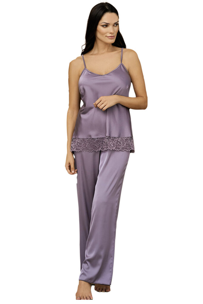 Atlasinė pižama moterims Lega SP04, violetinė kaina ir informacija | Naktiniai, pižamos moterims | pigu.lt