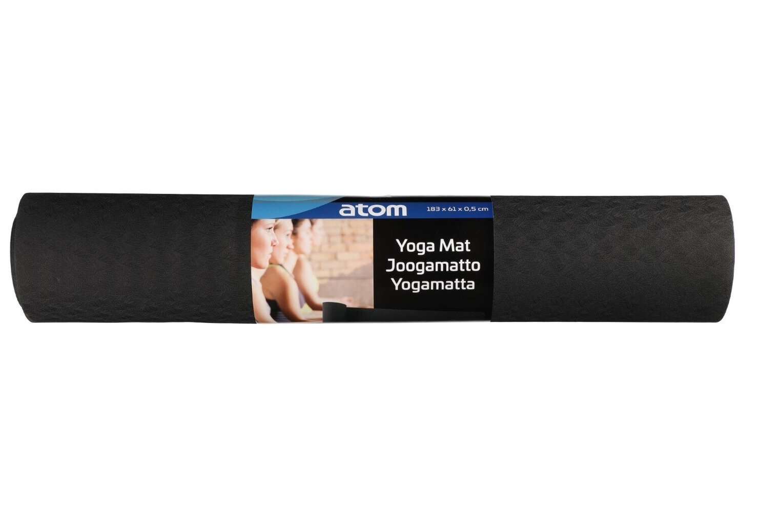 Jogos kilimėlis Atom, 183x61x0,5 cm, juodas kaina ir informacija | Kilimėliai sportui | pigu.lt