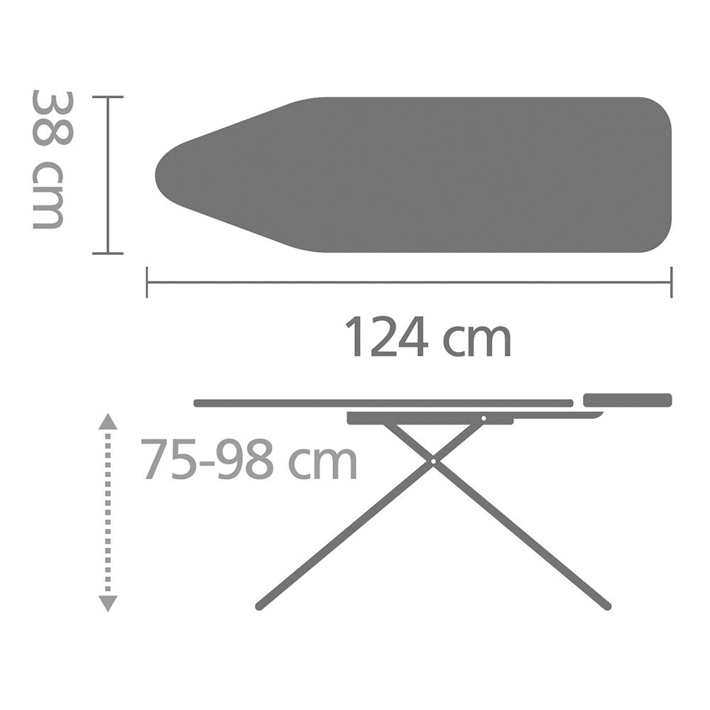 Lyginimo lenta B 124x38 cm, 25mm kaina ir informacija | Lyginimo lentos | pigu.lt