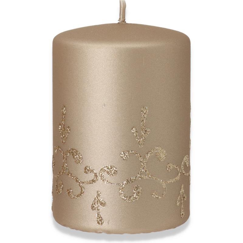 Artman Dekoratyvinė cilindrinė žvakė Tiffany, 7x10 cm, šampano spalvos цена и информация | Žvakės, Žvakidės | pigu.lt