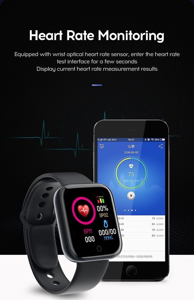 išmanusis laikrodis Smart-Watch vandeniui atsparus žingsniamatis, miego matuoklis, pulsometras kaina ir informacija | Išmanieji laikrodžiai (smartwatch) | pigu.lt