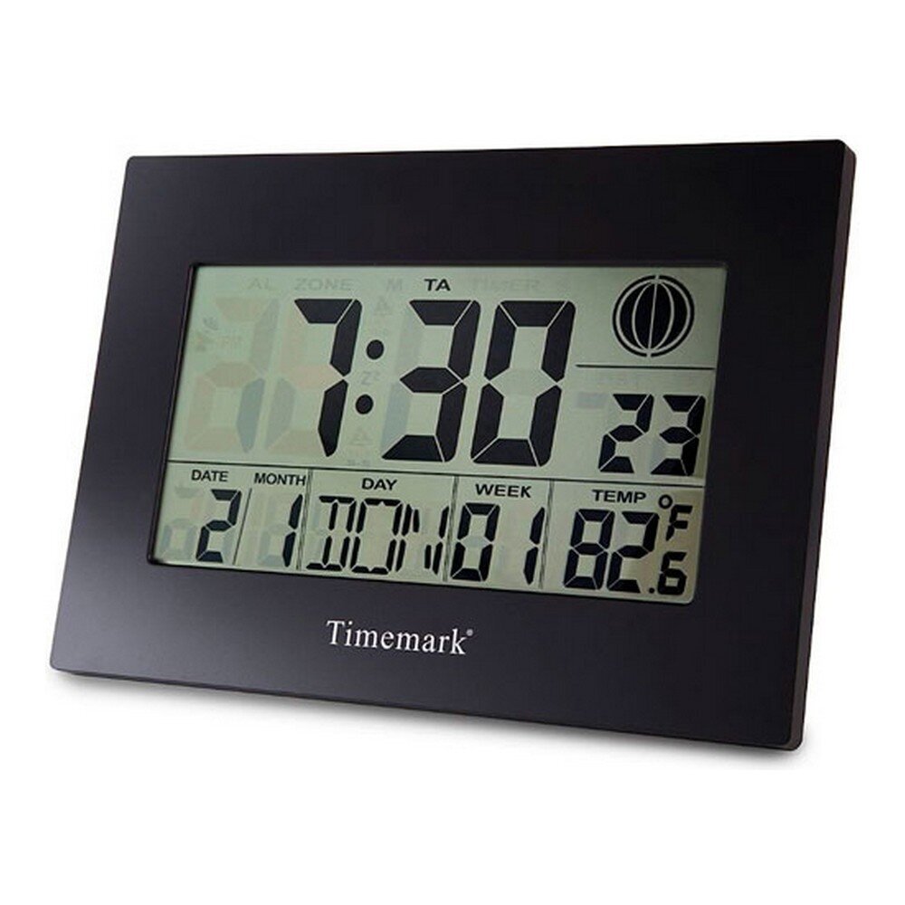 Sieninis laikrodis su termometru Timemark juodas 24 x 17 x 2 cm цена и информация | Laikrodžiai | pigu.lt