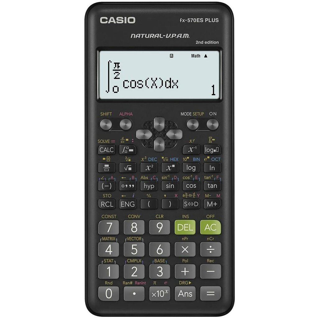 Mokslinis skaičiuotuvas Casio FX-570 ES Plus Pilka kaina ir informacija | Kanceliarinės prekės | pigu.lt