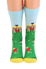 Хлопковые носки зелено-голубого цвета с изображением веселой семейки "штарого деда" VANAMEHE PEREŠOKID цена и информация | Женские носки | pigu.lt