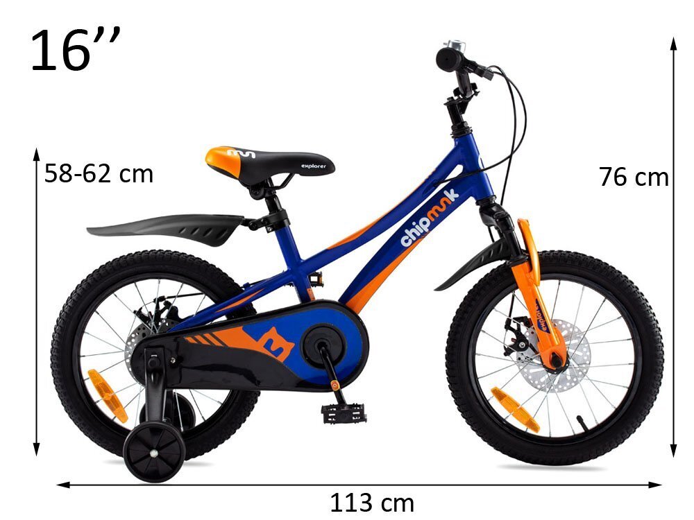 Vaikiškas dviratis Royal Baby Explorer 16" - mėlynas kaina ir informacija | Dviračiai | pigu.lt