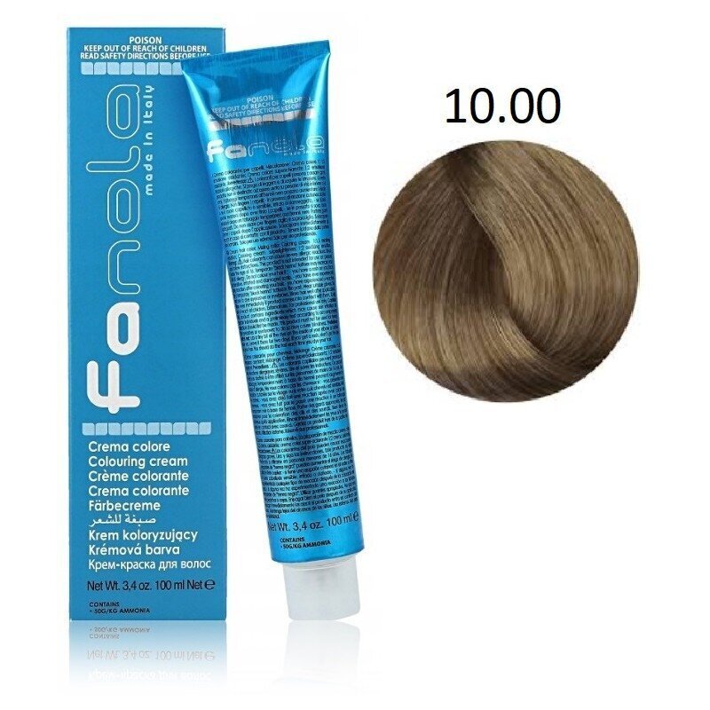 Profesionalūs plaukų dažai Fanola Color Cream, 10.00 Intense Platinum Blonde, 100 ml kaina ir informacija | Plaukų dažai | pigu.lt