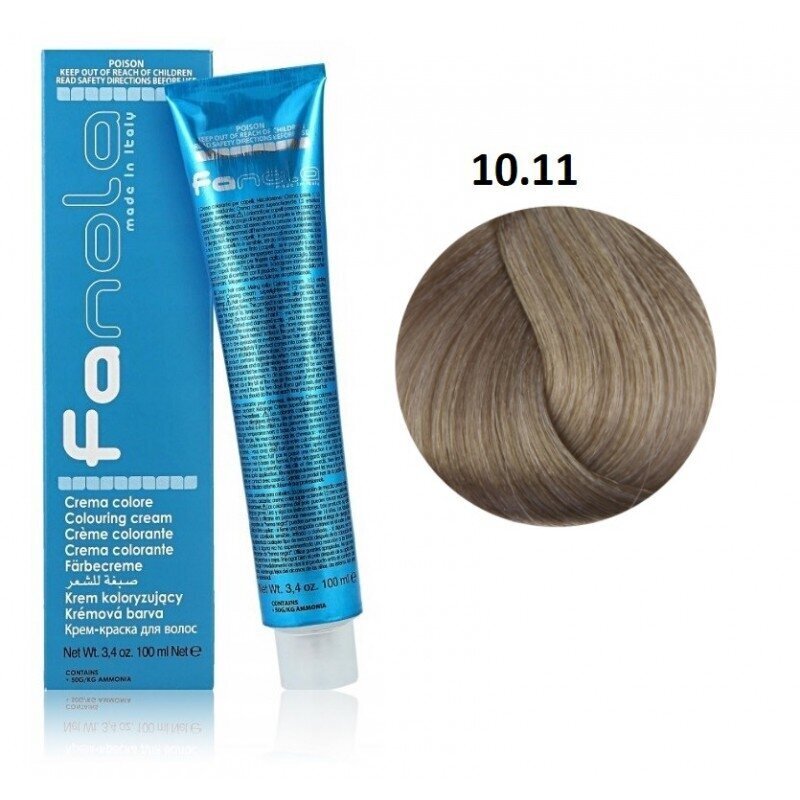 Profesionalūs plaukų dažai Fanola Color Cream 10.11 blonde platinum intense ash, 100 ml. kaina ir informacija | Plaukų dažai | pigu.lt