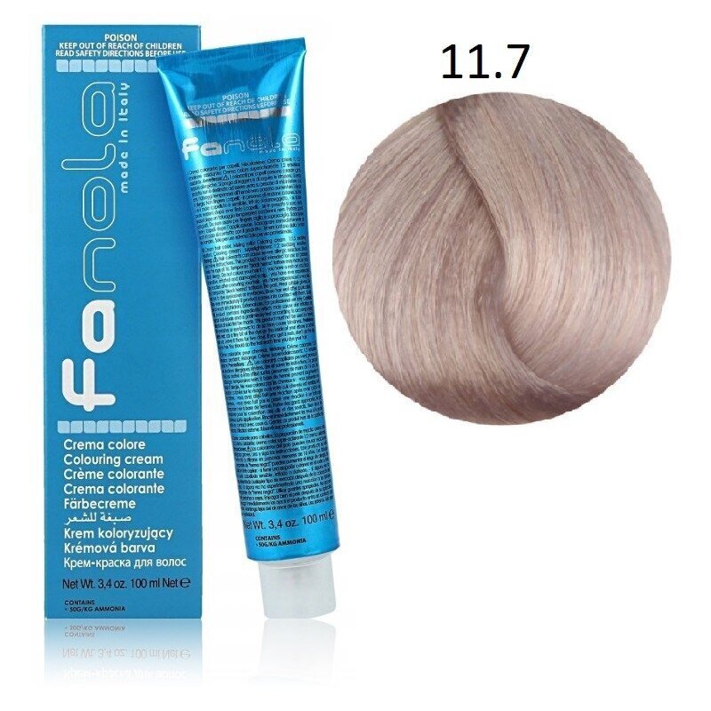 Profesionalūs plaukų dažai Fanola Color Cream, 11.7 Superlight Platinum Blonde Iris, 100 ml kaina ir informacija | Plaukų dažai | pigu.lt