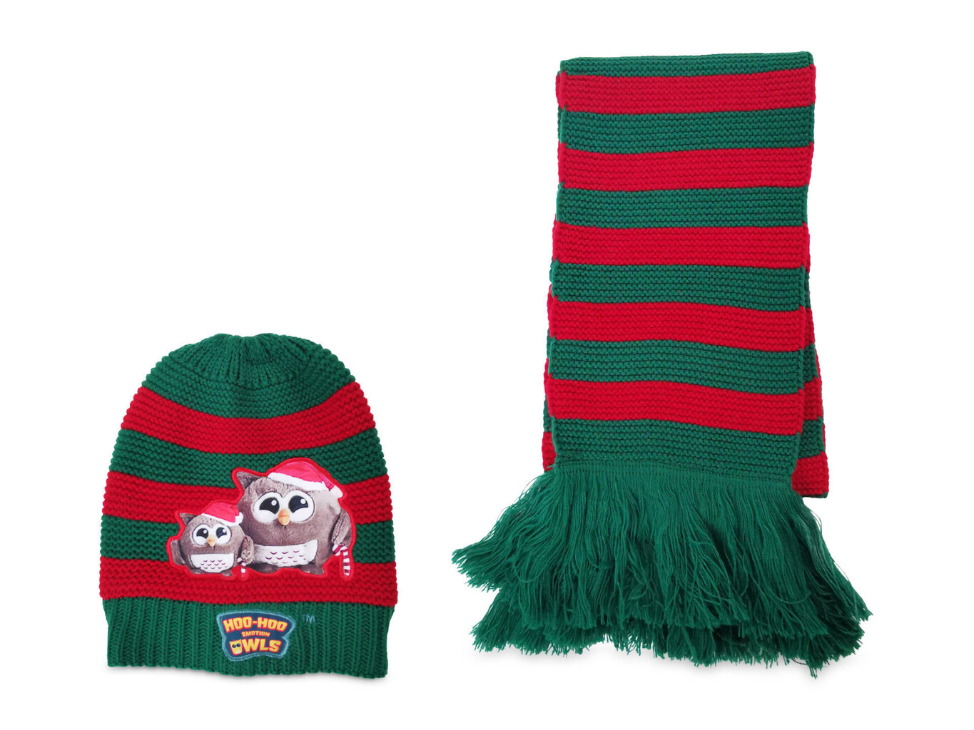 Kepurės ir šaliko komplektas Emotion Owl 1000229474, raudona/žalia kaina ir informacija | Aksesuarai vaikams | pigu.lt