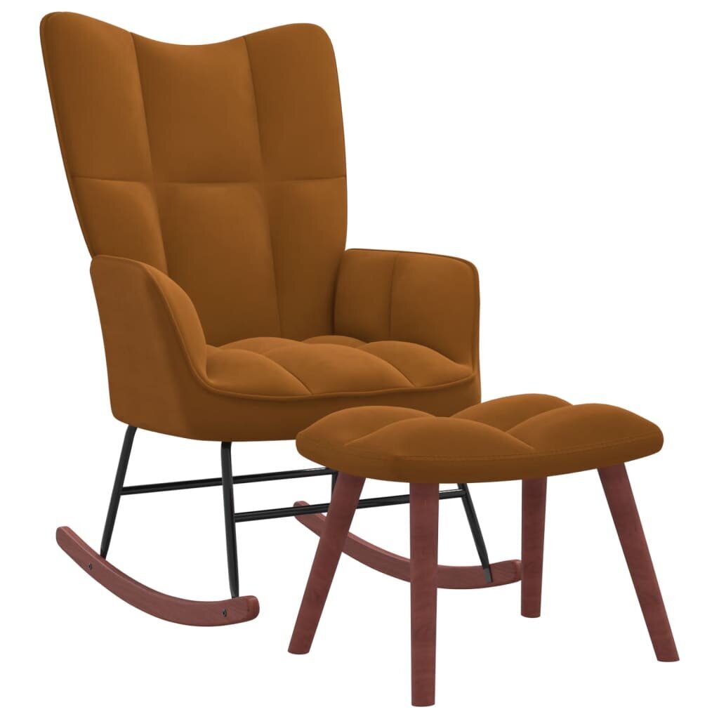 vidaXL Supama kėdė su pakoja, rudos spalvos, aksomas kaina ir informacija | Svetainės foteliai | pigu.lt
