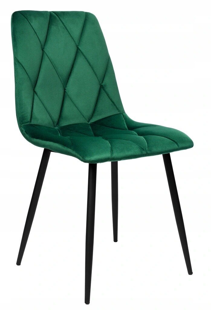 Moderni dygsniuota veliūrinė kėdė Dark green, Žalia kaina | pigu.lt