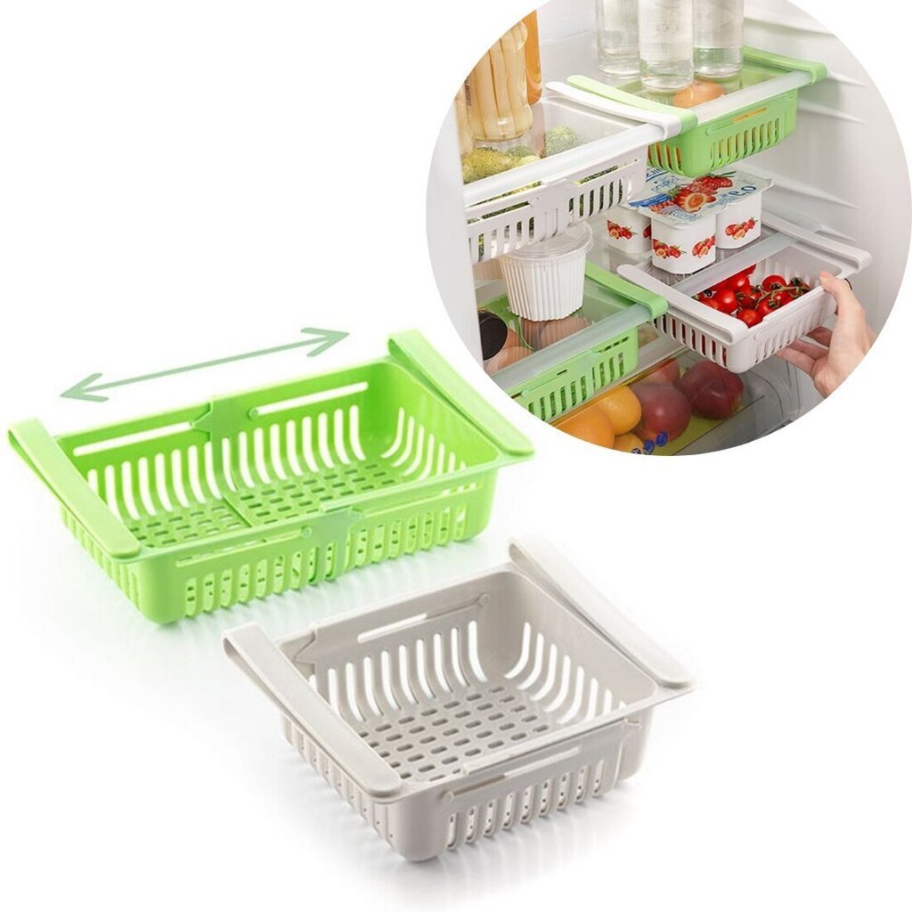 Šaldytuvo organizatoriai lentynos maistui 2 vnt kaina ir informacija | Virtuvės įrankiai | pigu.lt