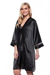 Комплект из искусственного шелка халат и ночная рубашка для женщин Jasmin 1739, черный цена и информация | Женские халаты | pigu.lt