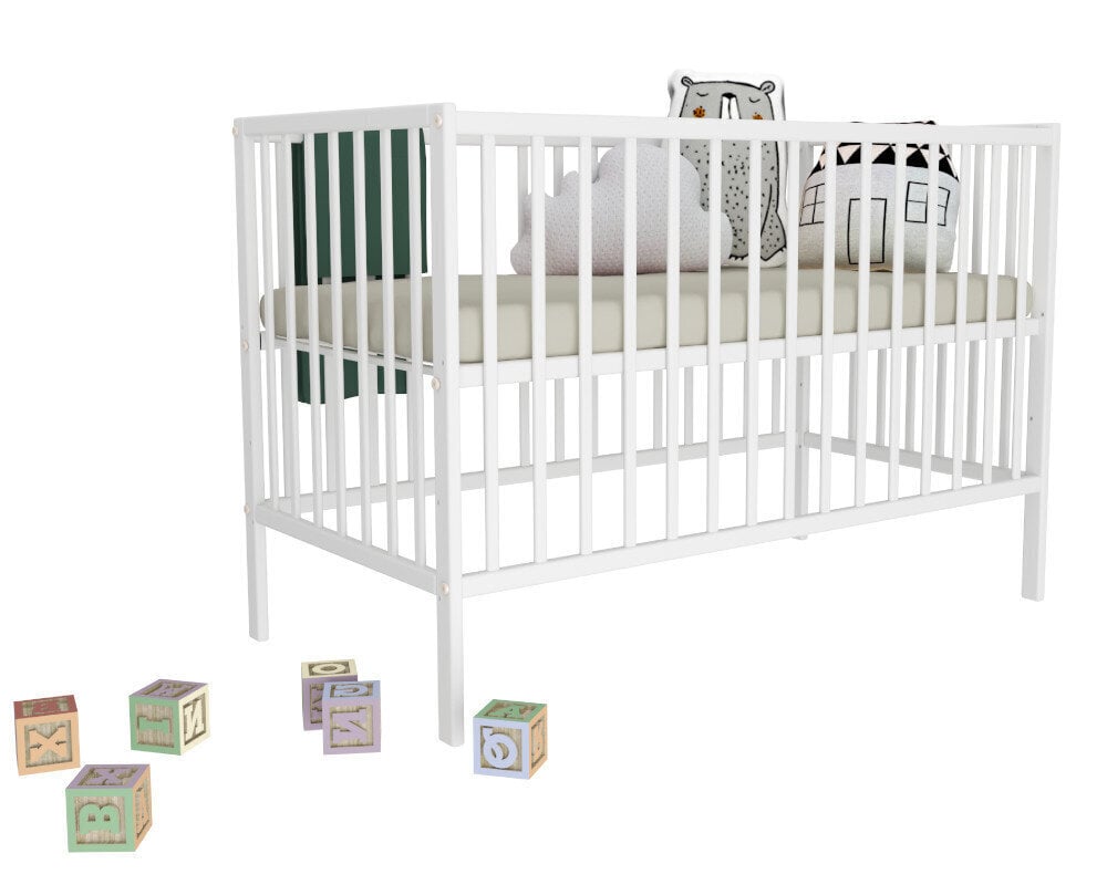 Kūdikio lovytė Bobas Magda, 120x60 cm, balta kaina ir informacija | Kūdikių lovytės | pigu.lt