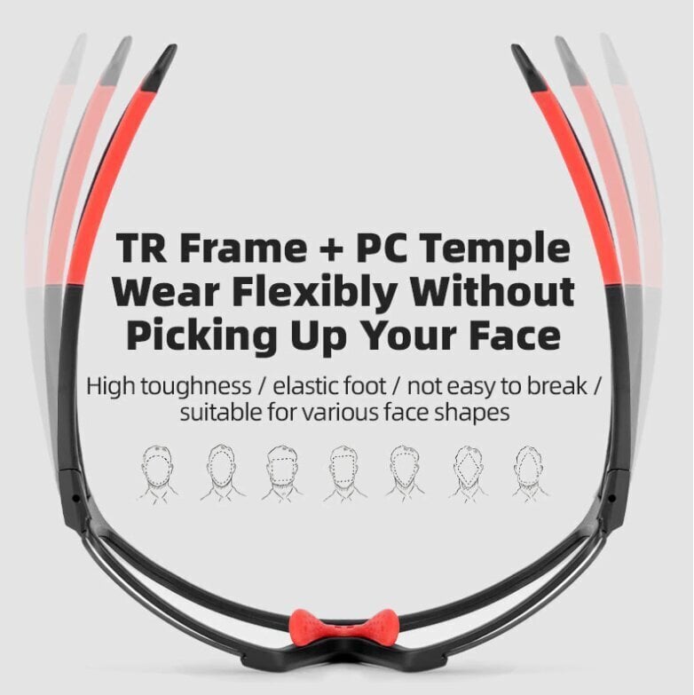Fotochrominiai dviratininko akiniai Rockbros su papildomu rėmeliu lęšiams nuo trumparegystės pritvirtinti kaina ir informacija | Sportiniai akiniai | pigu.lt