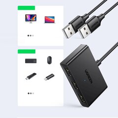 Ugreen switch adapter switch box USB 2 inputs - 3 outputs black (CM409) цена и информация | Адаптеры, USB-разветвители | pigu.lt