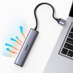 Ugreen multifunctional adapter HUB USB Type C - 3 x USB / Ethernet RJ-45 / USB Type C PD gray (CM475) цена и информация | Адаптеры, USB-разветвители | pigu.lt